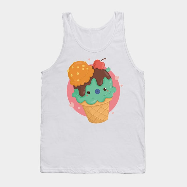 Kawaii Ice Cream Tank Top by DDP Design Studio